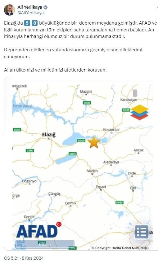 Elazığ'da deprem! AFAD duyurdu